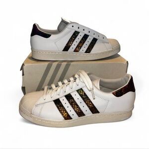 White and Rainbow Adidas Sneakers